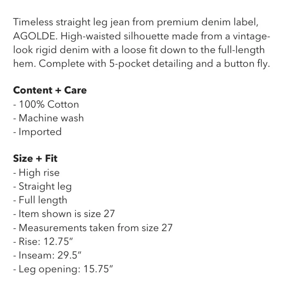 AGOLDE Light Wash High Rise Straight Jeans